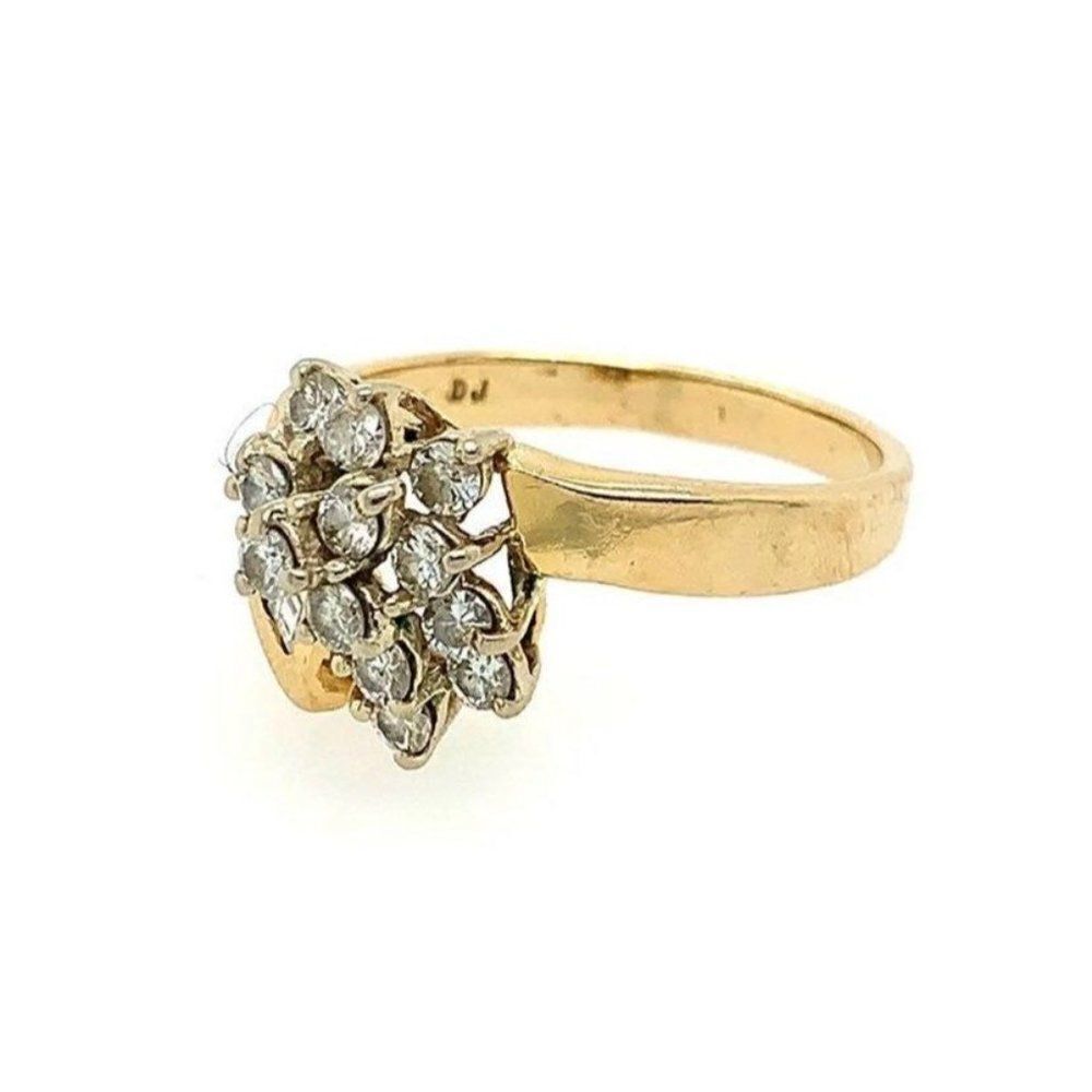 14k Diamond Cluster Ring - Picture 8 of 15